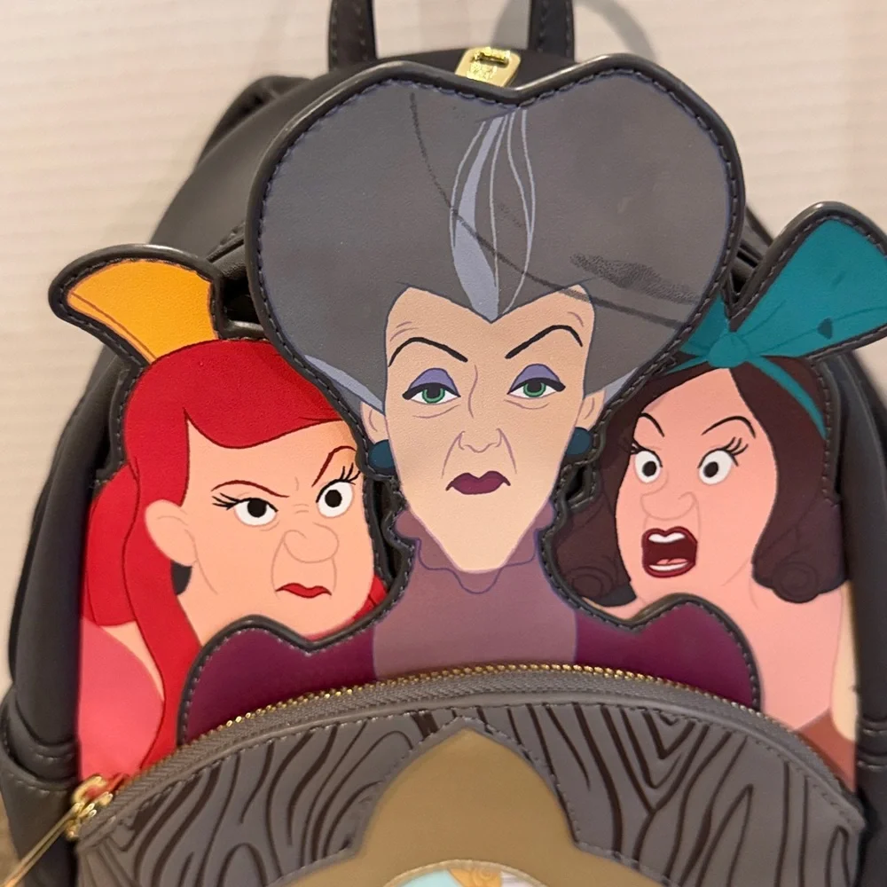 Disney loungefly villian Backpack three evil stepsisters of Cinderella 11 by 9